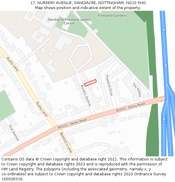 17, NURSERY AVENUE, SANDIACRE, NOTTINGHAM, NG10 5HG: Location map and indicative extent of plot