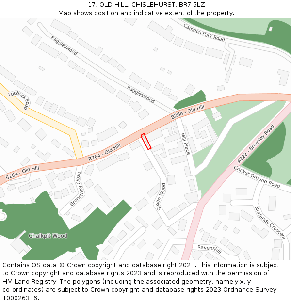 17, OLD HILL, CHISLEHURST, BR7 5LZ: Location map and indicative extent of plot