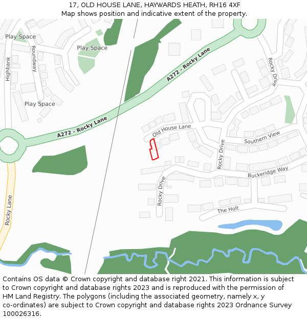 17, OLD HOUSE LANE, HAYWARDS HEATH, RH16 4XF: Location map and indicative extent of plot