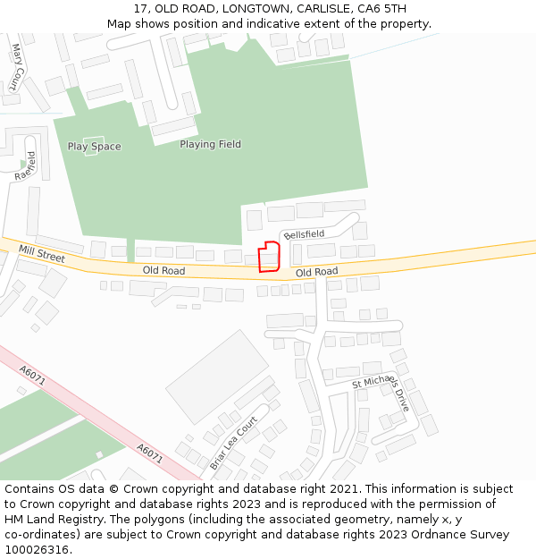 17, OLD ROAD, LONGTOWN, CARLISLE, CA6 5TH: Location map and indicative extent of plot