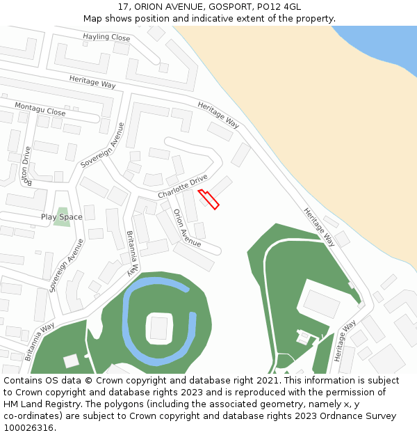 17, ORION AVENUE, GOSPORT, PO12 4GL: Location map and indicative extent of plot