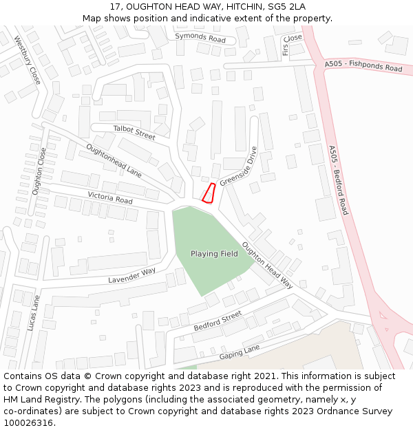17, OUGHTON HEAD WAY, HITCHIN, SG5 2LA: Location map and indicative extent of plot