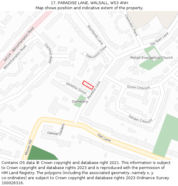 17, PARADISE LANE, WALSALL, WS3 4NH: Location map and indicative extent of plot