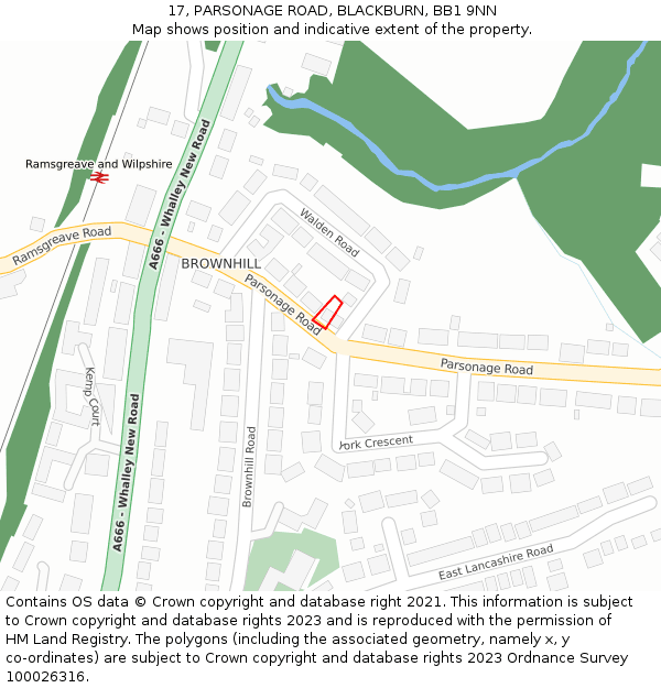 17, PARSONAGE ROAD, BLACKBURN, BB1 9NN: Location map and indicative extent of plot