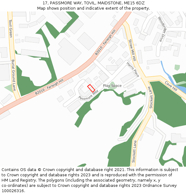 17, PASSMORE WAY, TOVIL, MAIDSTONE, ME15 6DZ: Location map and indicative extent of plot