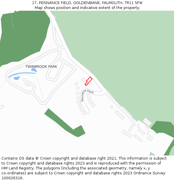 17, PENNANCE FIELD, GOLDENBANK, FALMOUTH, TR11 5FW: Location map and indicative extent of plot