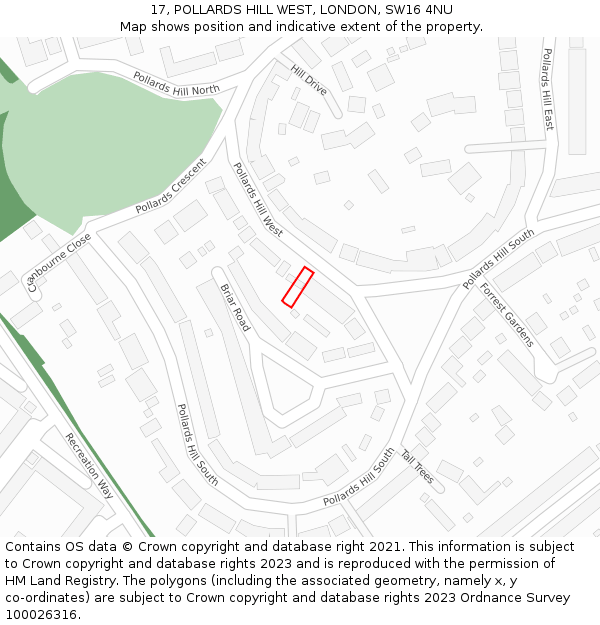 17, POLLARDS HILL WEST, LONDON, SW16 4NU: Location map and indicative extent of plot