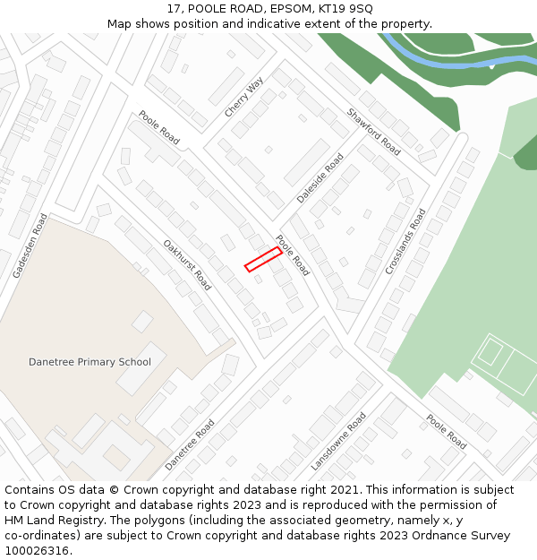 17, POOLE ROAD, EPSOM, KT19 9SQ: Location map and indicative extent of plot