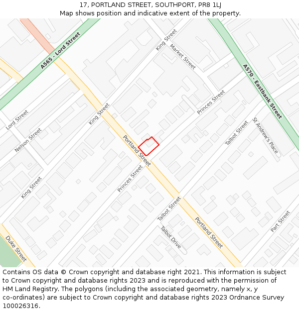 17, PORTLAND STREET, SOUTHPORT, PR8 1LJ: Location map and indicative extent of plot