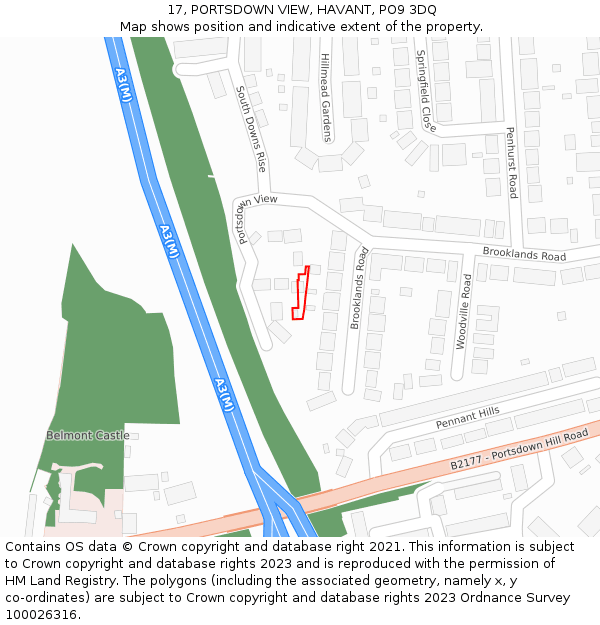 17, PORTSDOWN VIEW, HAVANT, PO9 3DQ: Location map and indicative extent of plot