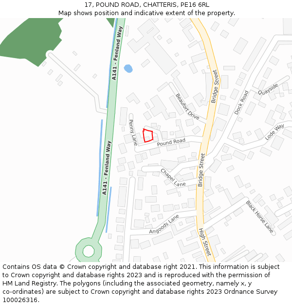 17, POUND ROAD, CHATTERIS, PE16 6RL: Location map and indicative extent of plot