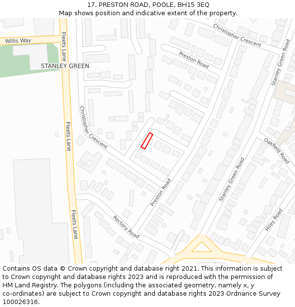 17, PRESTON ROAD, POOLE, BH15 3EQ: Location map and indicative extent of plot