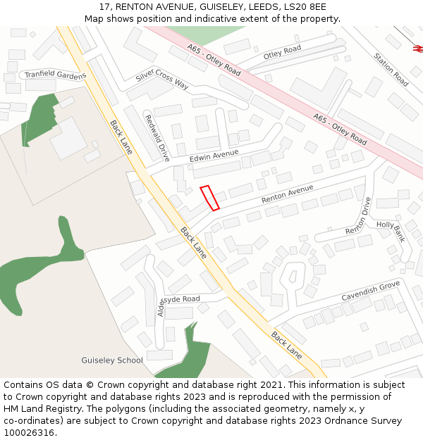 17, RENTON AVENUE, GUISELEY, LEEDS, LS20 8EE: Location map and indicative extent of plot
