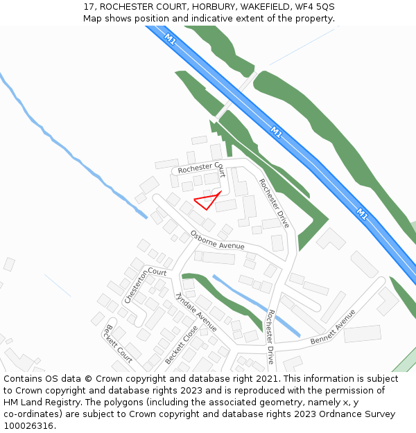 17, ROCHESTER COURT, HORBURY, WAKEFIELD, WF4 5QS: Location map and indicative extent of plot