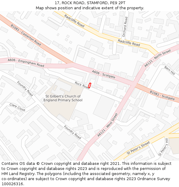 17, ROCK ROAD, STAMFORD, PE9 2PT: Location map and indicative extent of plot