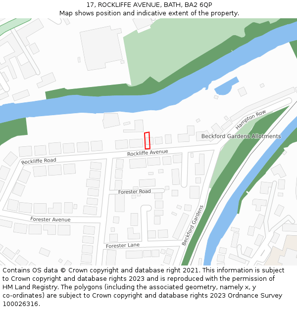 17, ROCKLIFFE AVENUE, BATH, BA2 6QP: Location map and indicative extent of plot