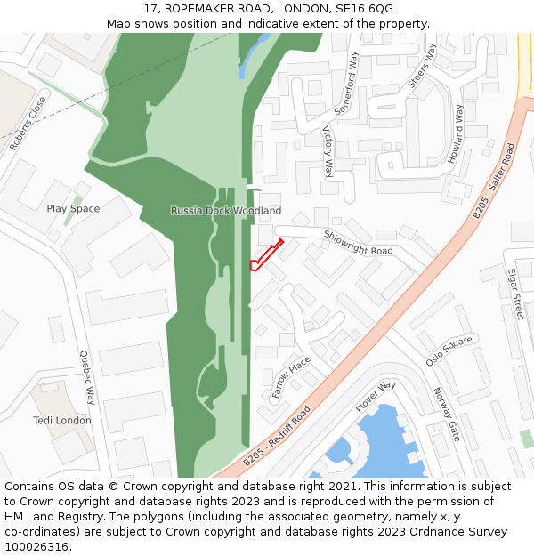 17, ROPEMAKER ROAD, LONDON, SE16 6QG: Location map and indicative extent of plot