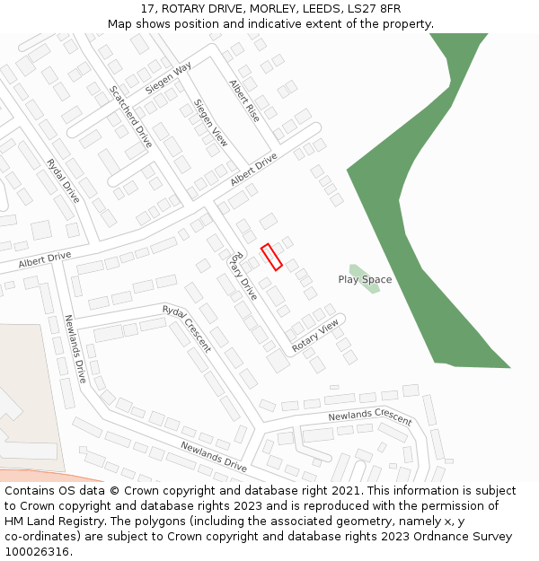 17, ROTARY DRIVE, MORLEY, LEEDS, LS27 8FR: Location map and indicative extent of plot
