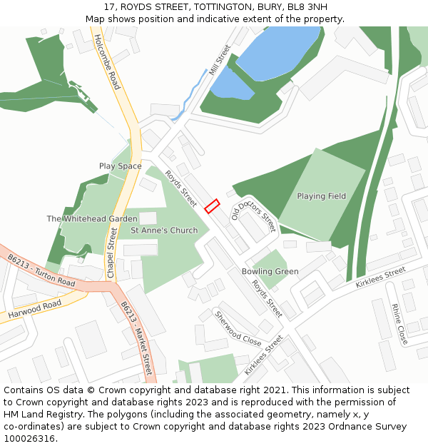 17, ROYDS STREET, TOTTINGTON, BURY, BL8 3NH: Location map and indicative extent of plot