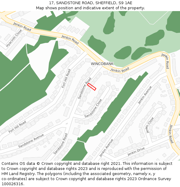 17, SANDSTONE ROAD, SHEFFIELD, S9 1AE: Location map and indicative extent of plot