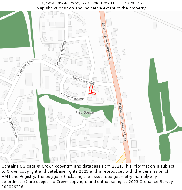 17, SAVERNAKE WAY, FAIR OAK, EASTLEIGH, SO50 7FA: Location map and indicative extent of plot