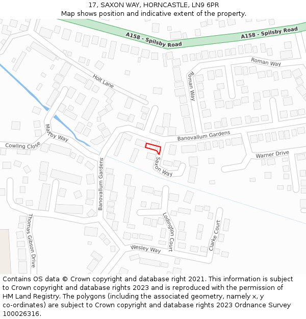 17, SAXON WAY, HORNCASTLE, LN9 6PR: Location map and indicative extent of plot