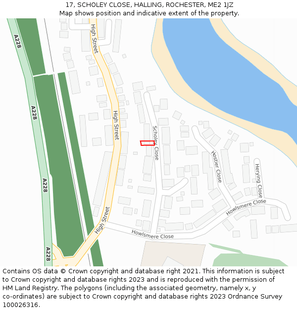 17, SCHOLEY CLOSE, HALLING, ROCHESTER, ME2 1JZ: Location map and indicative extent of plot