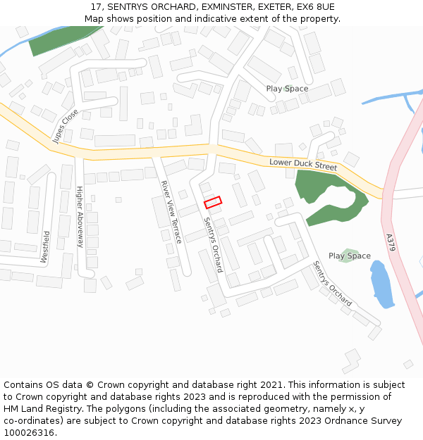 17, SENTRYS ORCHARD, EXMINSTER, EXETER, EX6 8UE: Location map and indicative extent of plot
