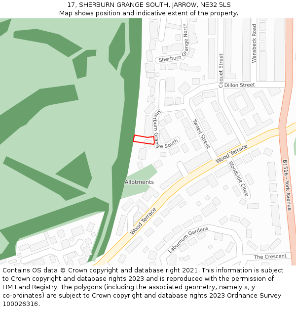 17, SHERBURN GRANGE SOUTH, JARROW, NE32 5LS: Location map and indicative extent of plot
