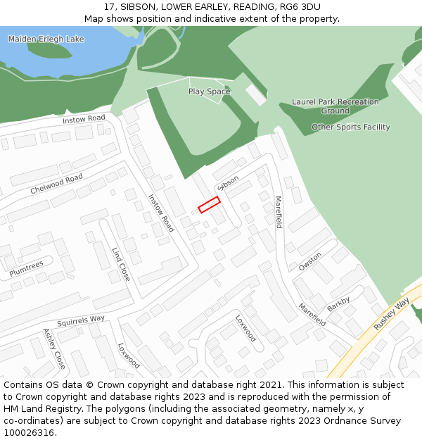 17, SIBSON, LOWER EARLEY, READING, RG6 3DU: Location map and indicative extent of plot