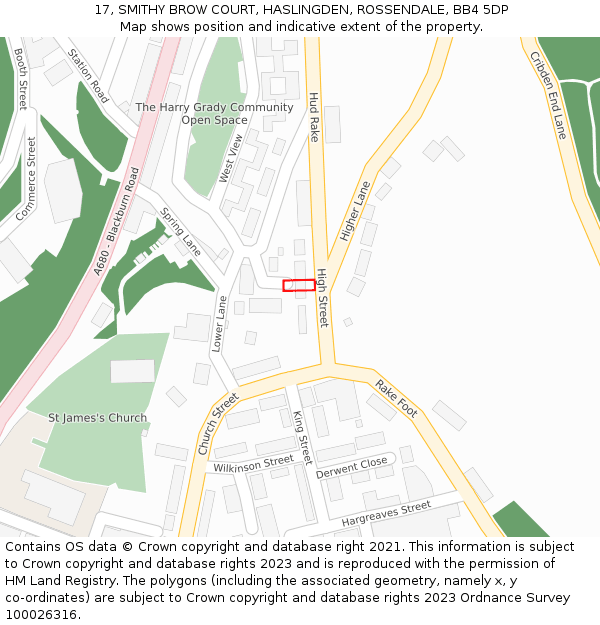 17, SMITHY BROW COURT, HASLINGDEN, ROSSENDALE, BB4 5DP: Location map and indicative extent of plot