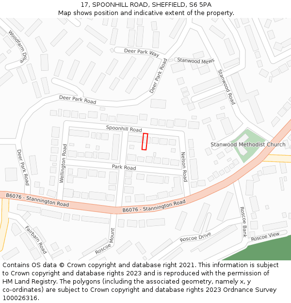 17, SPOONHILL ROAD, SHEFFIELD, S6 5PA: Location map and indicative extent of plot