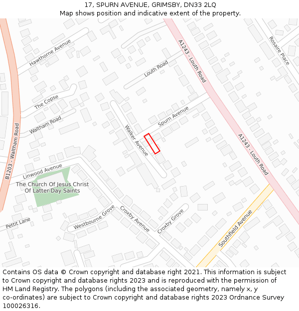 17, SPURN AVENUE, GRIMSBY, DN33 2LQ: Location map and indicative extent of plot