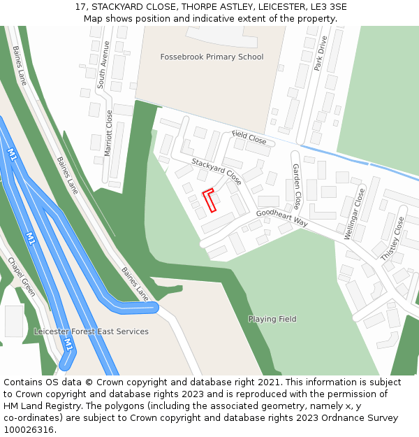 17, STACKYARD CLOSE, THORPE ASTLEY, LEICESTER, LE3 3SE: Location map and indicative extent of plot