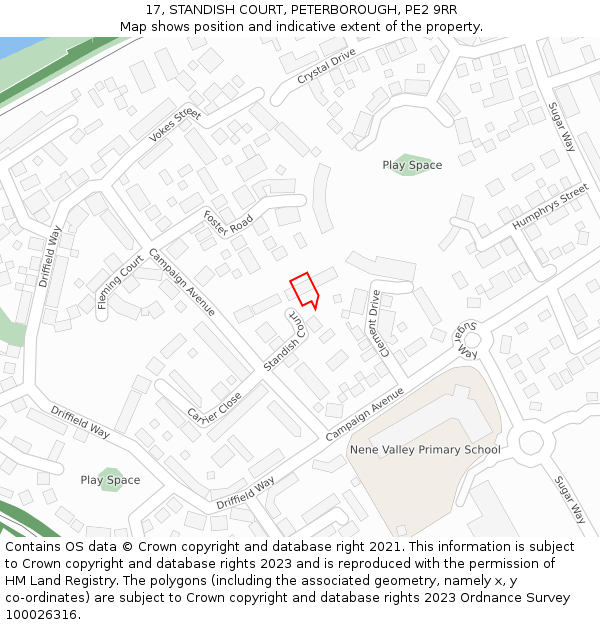 17, STANDISH COURT, PETERBOROUGH, PE2 9RR: Location map and indicative extent of plot