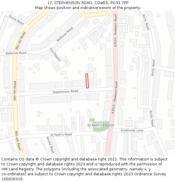 17, STEPHENSON ROAD, COWES, PO31 7PP: Location map and indicative extent of plot