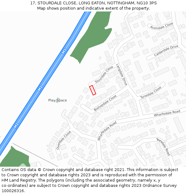 17, STOURDALE CLOSE, LONG EATON, NOTTINGHAM, NG10 3PS: Location map and indicative extent of plot