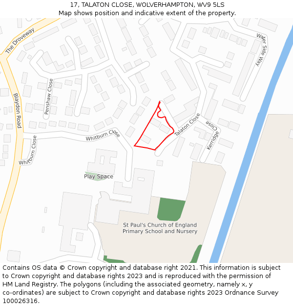 17, TALATON CLOSE, WOLVERHAMPTON, WV9 5LS: Location map and indicative extent of plot