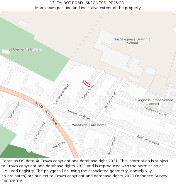 17, TALBOT ROAD, SKEGNESS, PE25 2DH: Location map and indicative extent of plot