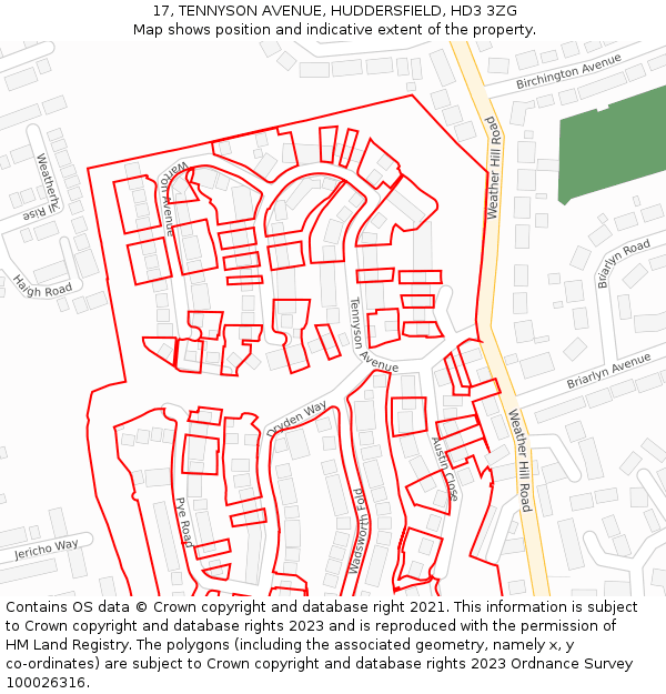 17, TENNYSON AVENUE, HUDDERSFIELD, HD3 3ZG: Location map and indicative extent of plot