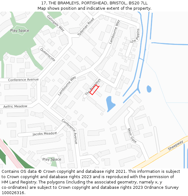 17, THE BRAMLEYS, PORTISHEAD, BRISTOL, BS20 7LL: Location map and indicative extent of plot