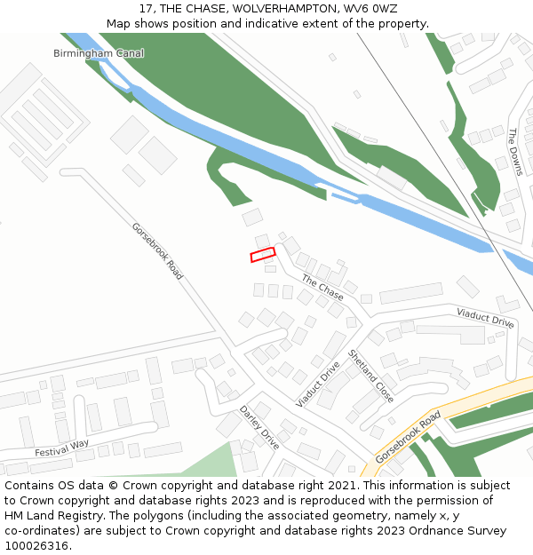 17, THE CHASE, WOLVERHAMPTON, WV6 0WZ: Location map and indicative extent of plot