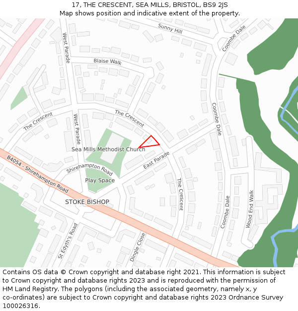 17, THE CRESCENT, SEA MILLS, BRISTOL, BS9 2JS: Location map and indicative extent of plot