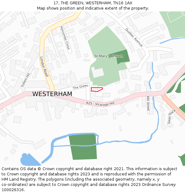 17, THE GREEN, WESTERHAM, TN16 1AX: Location map and indicative extent of plot