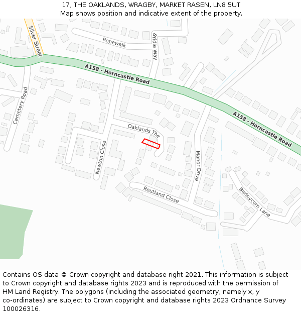 17, THE OAKLANDS, WRAGBY, MARKET RASEN, LN8 5UT: Location map and indicative extent of plot