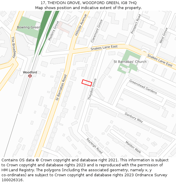 17, THEYDON GROVE, WOODFORD GREEN, IG8 7HQ: Location map and indicative extent of plot