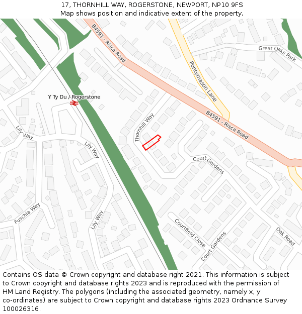 17, THORNHILL WAY, ROGERSTONE, NEWPORT, NP10 9FS: Location map and indicative extent of plot
