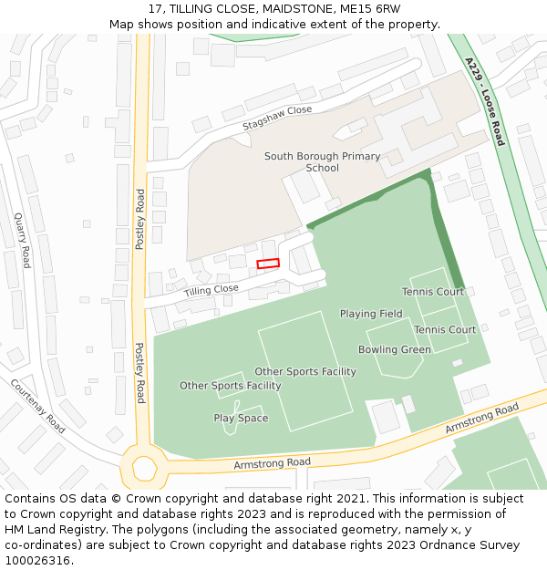 17, TILLING CLOSE, MAIDSTONE, ME15 6RW: Location map and indicative extent of plot