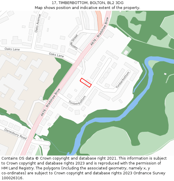 17, TIMBERBOTTOM, BOLTON, BL2 3DG: Location map and indicative extent of plot
