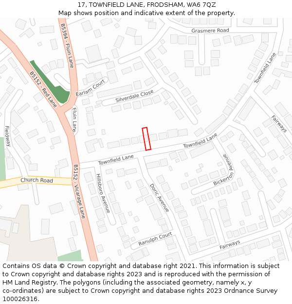 17, TOWNFIELD LANE, FRODSHAM, WA6 7QZ: Location map and indicative extent of plot